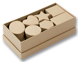 Dárkové krabičky různých tvarů, 15 kusů, přírodní barva