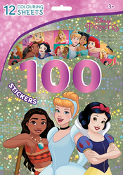 100 samolepek s omalovánkovými listy Disney Princezny