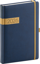 Denní diář 2026 Twill modro-zlatý