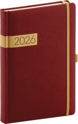 Denní diář 2026 Twill bordó-zlatý