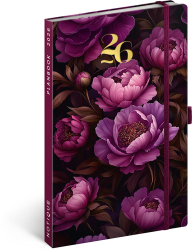 Planbook diář/notes Fialové květy 2026