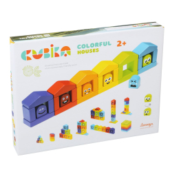 CUBIKA 14866  Barevné domečky - dřevěná stavebnice 30 dílů