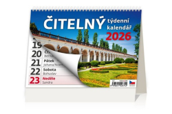 Kalendář 2026 - Čitelný týdenní kalendář - stolní